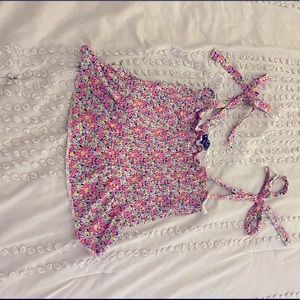 Smocked Floral Crop Top